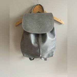 Roots Canada Gray Leather Backpack.